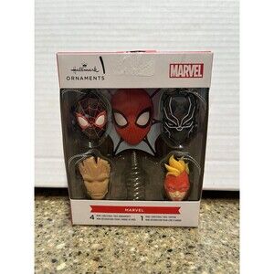 Hallmark® Marvel Mini Spiderman Tree Topper & 4 Superheroes Ornaments New Sealed